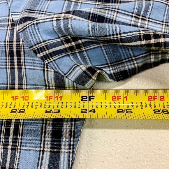 Rustler Western Shirt Mens Large X Long Tails Blue Plaid Pearl Snap Cowboy Ranch - Picture 9 of 11